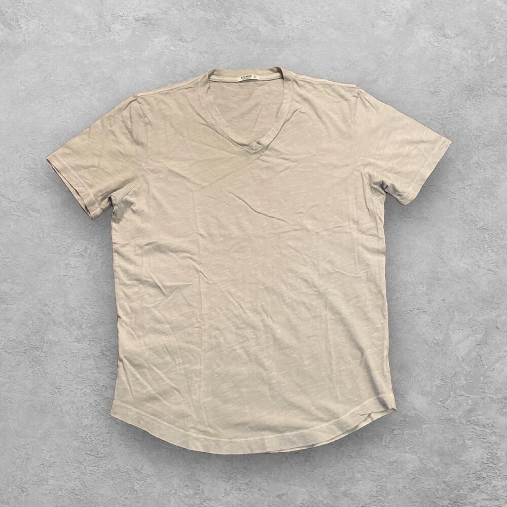 Buck Mason Slub Curved Hem V-Neck Tee M